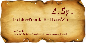 Leidenfrost Szilamér névjegykártya